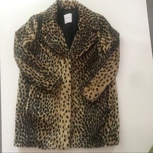 Mango Faux Fur Leopard Print Coat | Sz. L | Coat Fall/Winter Style 2023 On Trend